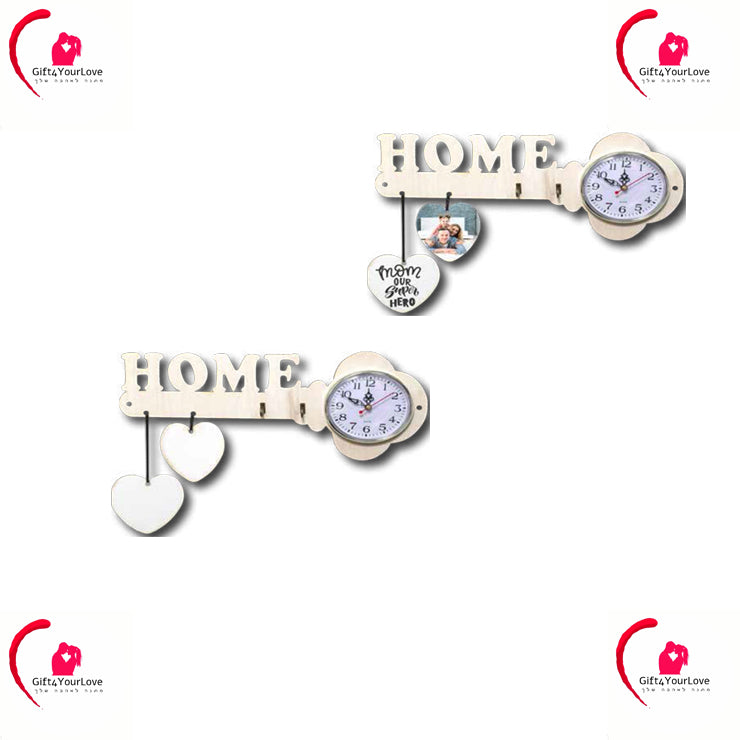 מפתח ברכה עם שעון HOME הדפסה על 2 לבבות מעץ מתלה של 2 מפתחות + שעון מחפשים מתנה לכל אירוע ? מתנות לגבר , מתנות ליום הולדת , מתנות ליום האהבה , מתנות לאישה , מתנות לאמא , וכל מתנות הסובלימציה במקום אחד. אז במקום לקנות גיפט קארד אתם מוזמנים להיכנס לאתר שלנו ולבחור את המתנה המושלמת שלכם. מתנה לאהבה שלך /Gift4YourLove