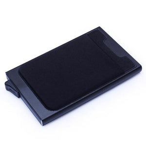 Wallet Pop Up Minimalist Credit card holder is made of strong and durable aluminum alloy and high quality PU leather with stainless steel money clip. This front pocket wallet is very well-made. Dimensions 4.2 * 2.45 * 0.7 inch / 107 * 62 * 18 mm