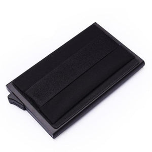 Wallet Pop Up Minimalist Credit card holder is made of strong and durable aluminum alloy and high quality PU leather with stainless steel money clip. This front pocket wallet is very well-made. Dimensions 4.2 * 2.45 * 0.7 inch / 107 * 62 * 18 mm
