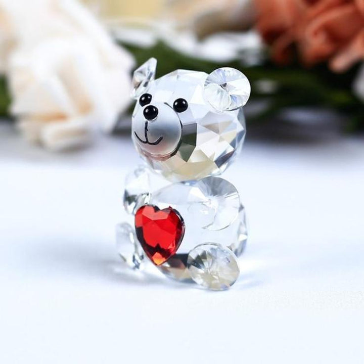 Vintage mini Bear  crystal figurine is part of the . It is in good, used condition and is from an Illinois estate collection.  This bear has black eyes and nose, oval paws. 