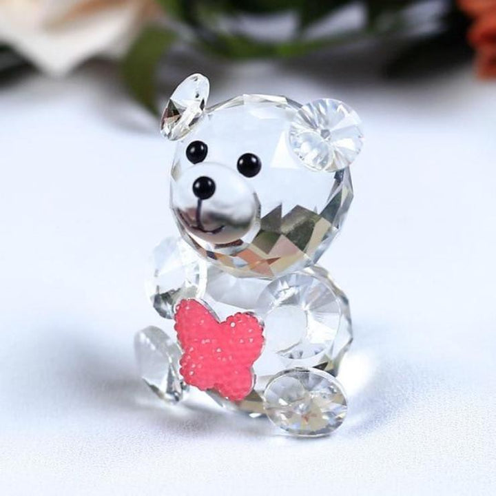Vintage mini Bear  crystal figurine is part of the . It is in good, used condition and is from an Illinois estate collection.  This bear has black eyes and nose, oval paws. 