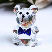 Load image into Gallery viewer, Vintage mini Bear  crystal figurine is part of the . It is in good, used condition and is from an Illinois estate collection.  This bear has black eyes and nose, oval paws. 